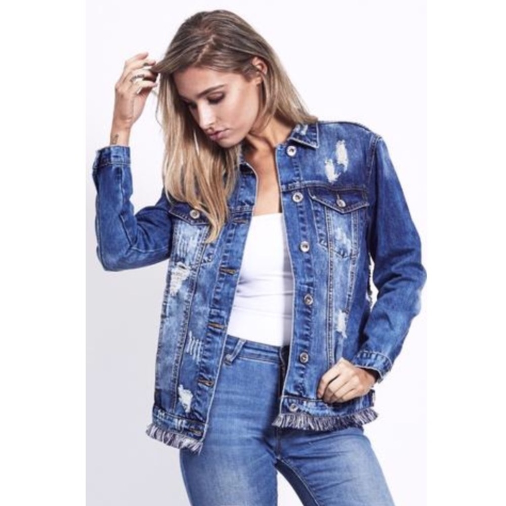 Bohemian Oversized frayed Denim Jacket - Picture 7 of 16